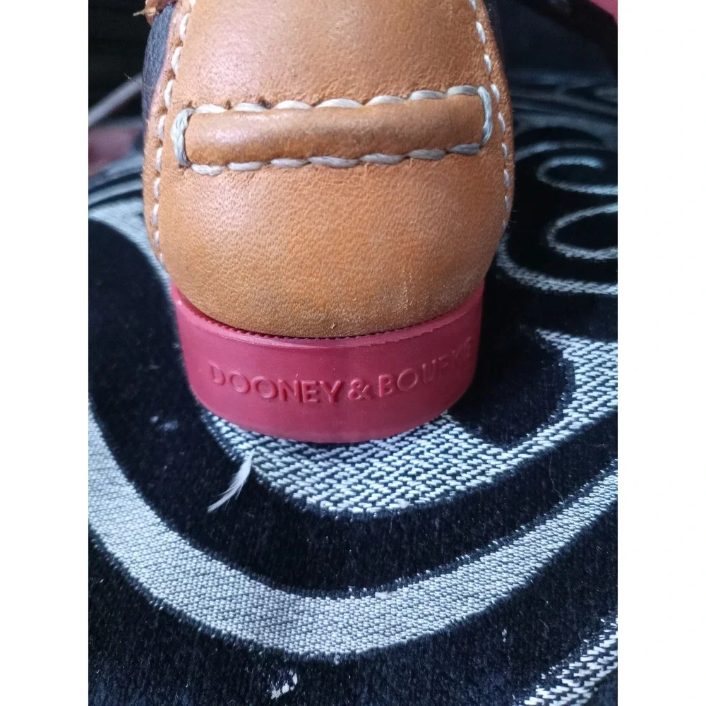 Dooney & Bourke Mens Leather Boat Shoes Brown Tan Red Sole Handsewn Portugal 8.5